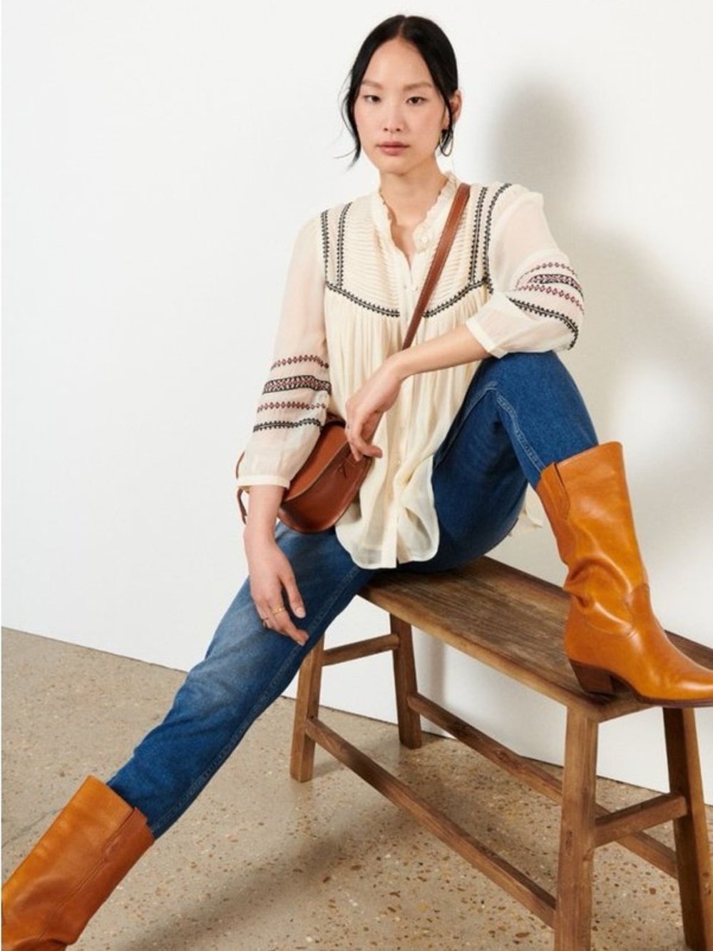 BA&SH Celeste Embroidered Blouse Ecru 0/XS